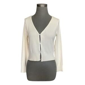 Zara Ivory Long Sleeve Button Up Sweater Cardigan Women’s Top Size L Fits M NWOT